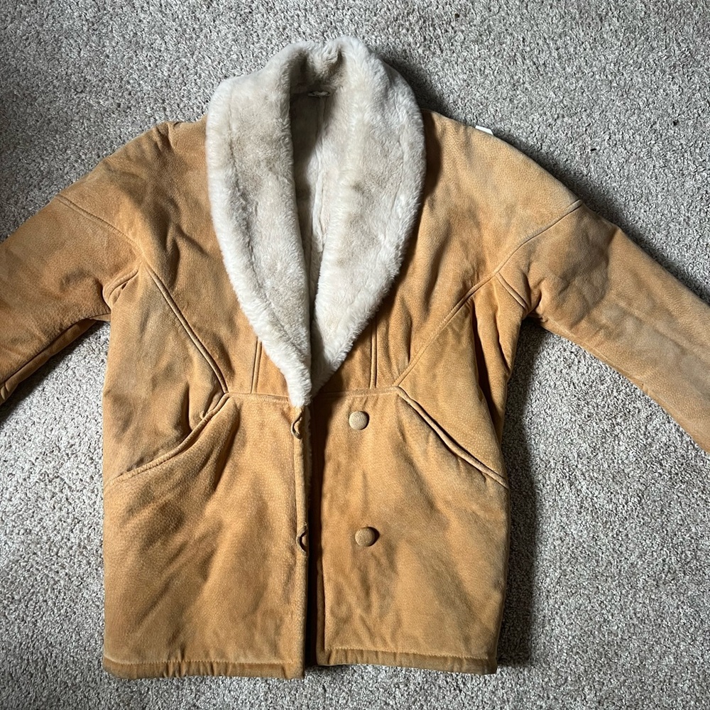 Marvin Richards Camel Teddy Jacket with Cream Faux Fur Lining
